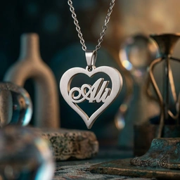 گردنبند اسم Ali لاتین داخل قلب کلاسیک  کد 7416