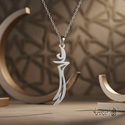 گردنبند اسم علی تایپوگرافی عمودی ذوالفقار کد 7431