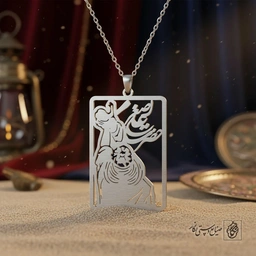 گردنبند مستطیل طرح حضرت علی‌اصغر و گهواره کد 7441