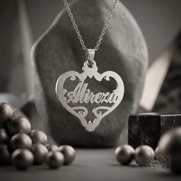 گردنبند اسم Alireza لاتین داخل قلب کد 7524