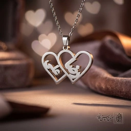گردنبند اسم علیرضا ترکیبی دو قلب کد 7527