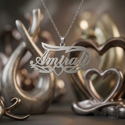 گردنبند اسم Amirali لاتین داخل کادر ظریف کد 7674