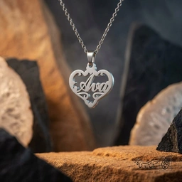 گردنبند اسم Ava لاتین داخل قلب کد 7951
