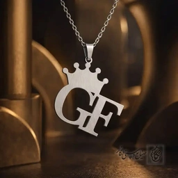 گردنبند حروف GF با تاج کد 8495