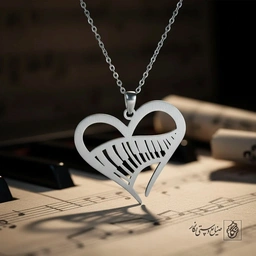 گردنبند پیانو در آغوش قلب کد 9675