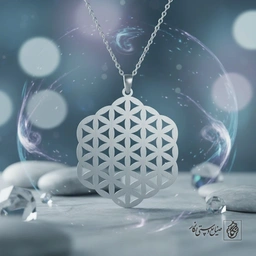 گردنبند گل حیات در قاب شش‌ضلعی کد 9745