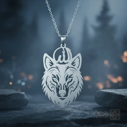 گردنبند چهره گرگ و ذکر الله کد 9802